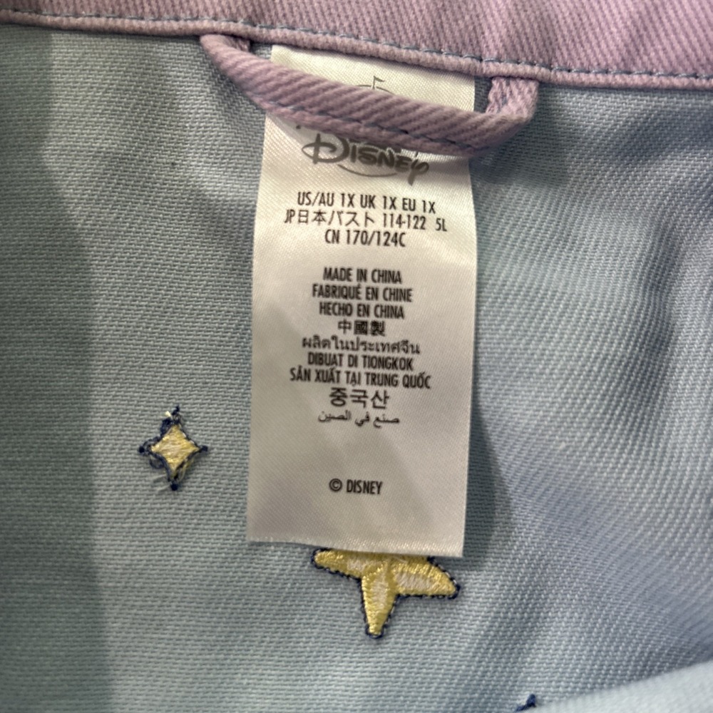 Disney Parks Hello Universe Stitch Button Up Denim Jacket Adult 1X Pastel NWT - Picture 5 of 9